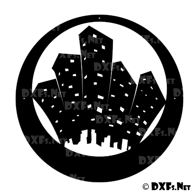 DXF City Scape Silhouette Design file for CNC Cutting