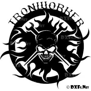 DXF173 - Ironworker Skull Silhouette Design CNC DXF Design for CNC Cutting