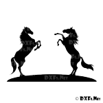DXF177 - Rearing Horses Silhouette Design for CNC Cutting