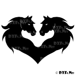 DXF191 - Heart Horse Heads Design for CNC Cutting