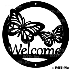 DXF199 - Butterfly Welcome Sign Design for CNC Cutting