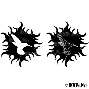 DXF203 - Humming Bird Sun Design for CNC Cutting