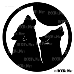 DXF204 - Howling Wolves at Moon Design for CNC Cutting