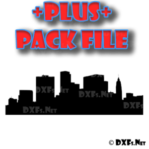 DXF267-P – Cityscape Building Silhouette Modern Retro Design for CNC Cutting