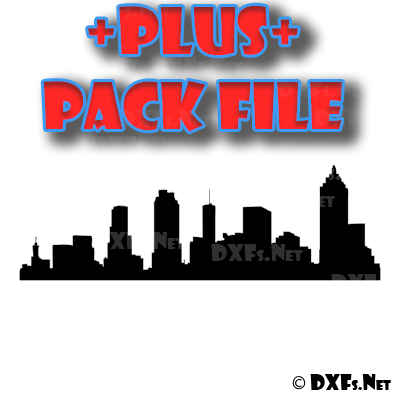 DXF269-P – Cityscape Building Silhouette Modern Retro Design for CNC Cutting