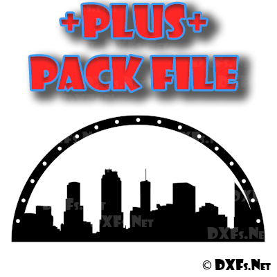 DXF272-P – Cityscape Building Half Circle Silhouette Modern Retro Design for CNC Cutting