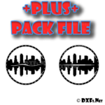 DXF275-P – Cityscape Buildings Mirrored Circle Silhouette Modern Retro Design for CNC Cutting